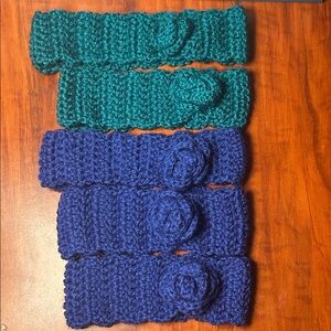 Knit Headbands with Floral Design
